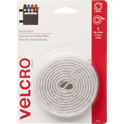 &#034;VELCRO(R) Brand STICKY BACK Tape 3/4&#034;&#034;X5&#039;-White&#034;