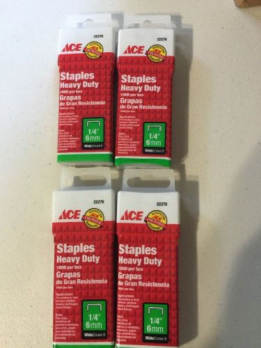 New ACE Lot of 4000 1/4&#034; 6mm Heavy Duty Wide Crown II Staples 22276 4 PACKS