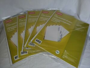 Lot of 5 Staples 5 Tab Set Insertable Dividers Letter Size 25 Single Units 13491