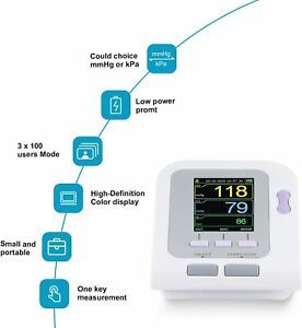CONTEC08A Digital Blood Pressure Monitor show pressure and pulse rate
