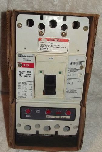 Cutler hammer dk 65k dk3350w 350 amps 3 pole 240 v circuit breaker mag. adj trip for sale