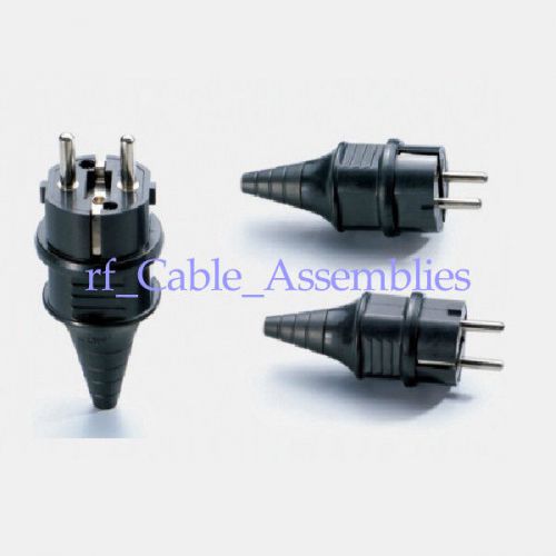 Iec ac 250v 16a eur waterproof 2 pin power plug black for sale