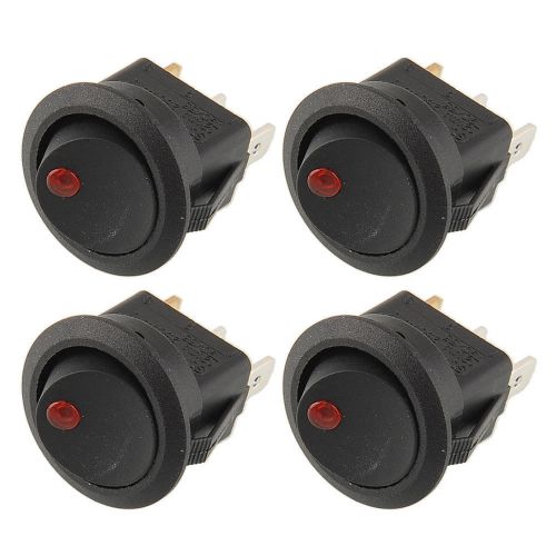 4pcs Red LED Dot Round Rocker Switch 3Pin 19mm ON/OFF Toggle Car Boat Vehicle