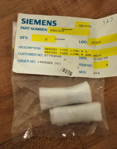 Siemens 5SE2204 Neozed Fuse Link 4AMP 400V Bag of 2 - NEW