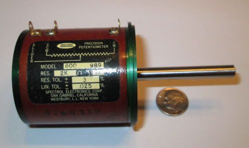 SPECTROL MODEL 800 PRECISION POTENTIOMETER 2K OHM 3% 10-TURNS 3 or 5 WATT  NOS