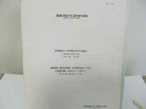 Acme Electric PS-63162 Custom Power Supply Manual w/schematics