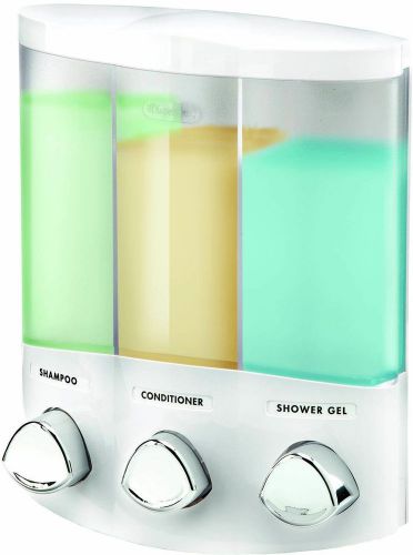 Shower Dispenser White TRIO Three Chamber Soap Office Home Hotel Large 14 oz New