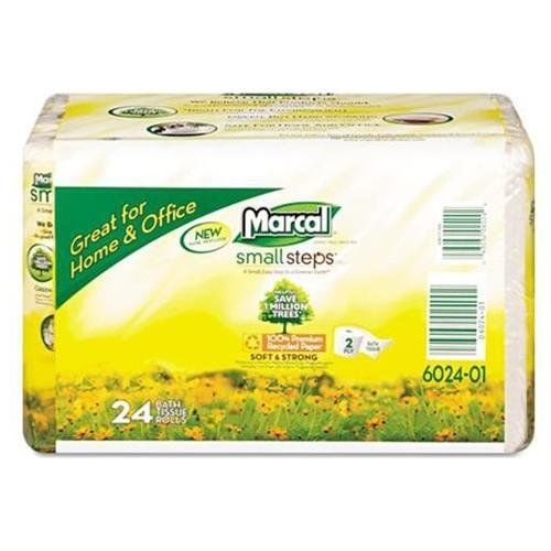 MARCAL DELI 6024 100% Recycled Convenience Bundle Bathroom Tissue, 168 Sheets,