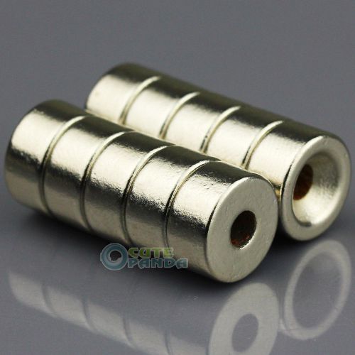 Lot 10pcs Strong N50 Round Neodymium Counter Sunk Magnets 10 x 5mm Hole 3mm R.E