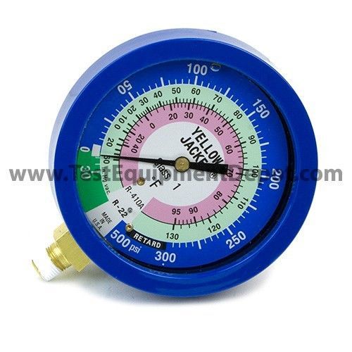 Yellow Jacket 49516 3-1/2&#034; L/F (F), Blue Compound Gauge, 30&#034;-0-300 Psi,R-22/410A