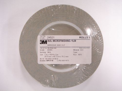 3m 362l microfinishing film 3 mil roll, 1&#034; x 150&#039; x 3&#034;, 40 mic, aso keyed (18a) for sale