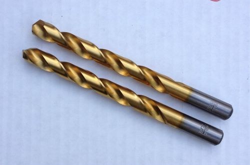 2 Pieces15/32&#034; Fractional T.I.N. Jobber Drill Bits,135 DEG SPLIT POINT, USA