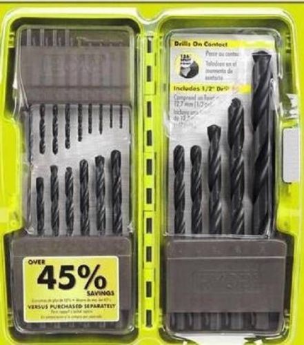 NEW RYOBI Black Oxide Drill Bit Set (21-Piece) w/Case (Metal, Plastic, Wood)