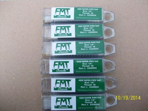 Lot of 6 New HSS Taper Pipe Taps 1/4&#034; x 18 Fastenal #0326934