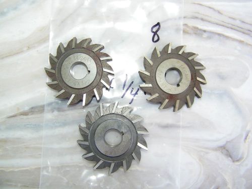 3-PCS - NIAGARA - USA - STRAIGHT SIDE MILLING CUTTERS -2 X 1/4 X 1/2, 14 TEETH