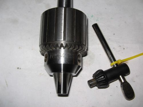 Jacobs # 34 drill chuck/key, mt2 shank, jt6 mount, 0-1/2&#034; capacity,amer3 for sale