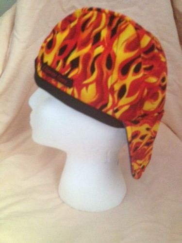 Welding cap, pipe fitter,~yell/org~ flames~  &#034;&#034;new fabric&#034;&#034; for sale