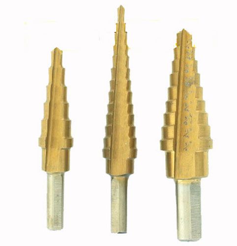 NEW! 3 Piece Titanium Step Drill Bit Set Neiko Tools