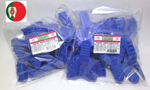 Dental Plastic Perforated Impression Trays Blue #1 Upper &amp; #2 Lower TOSCANA