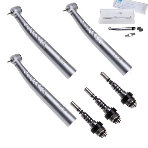 3pcs Dental High Speed Fiber Optic Handpiece w/ 6 Holes Coupler Turbine fit KAVO