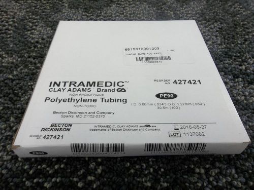 CLAY ADAMS INTRAMEDIC POLYETHYLENE TUBING 427421 PE90 ID .86MM OD 1.27MM 100FT