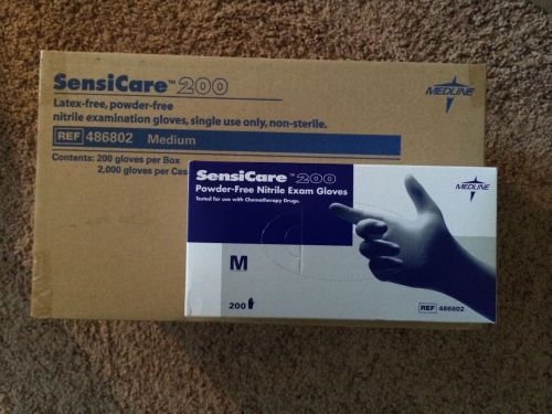 Medline sensicare 200 powder-free nitrile exam gloves blue 200/box medium for sale