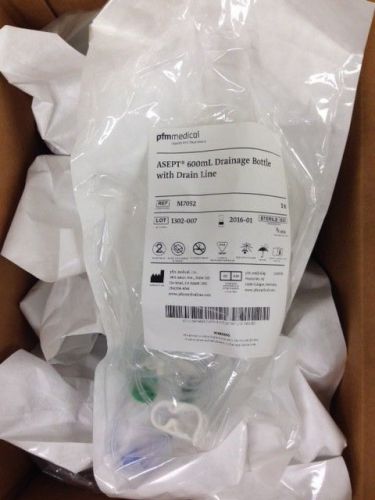 Asept 600ml drainage bottle w/drain line case of 10 #m7052 01-2016 b braun for sale