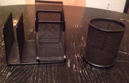 Black Mesh Metal Desk Organizor Set