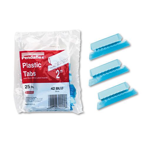 Hanging File Folder Tabs, 1/5 Tab, Two Inch, Blue Tab/White Insert, 25/Pack