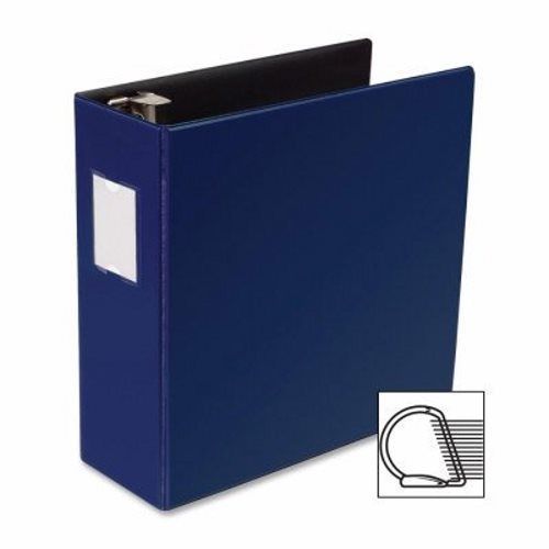 Business Source D-Ring Binder w/Label Holder, Hvy-Dty, 4&#034;, Blue (BSN33119)