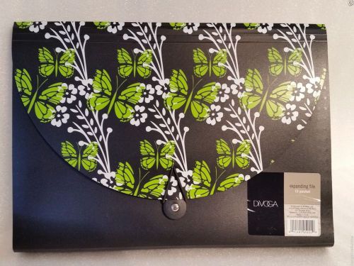 DiVOGA Butterfly 13-pocket Expanding File ~ Butterfly Design Black/White/Lime