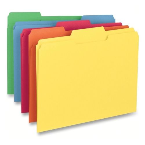 Business Source Color-coding Top Tab File Folder -Assorted -100/Box - BSN65780