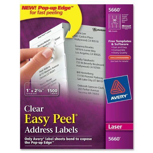 Avery Easy Peel Address Label - 1&#034; Width X 2.62&#034; Length - 30/sheet - (ave5660)