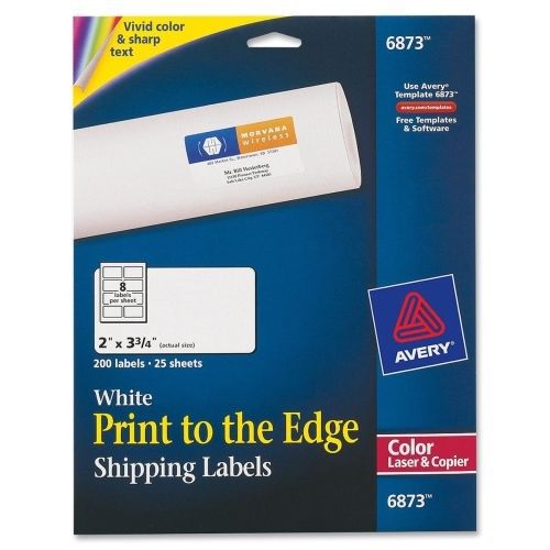 Avery Color Printing Label - 2&#034; Width x 3.75&#034; L - 200 / Pack - Laser - White