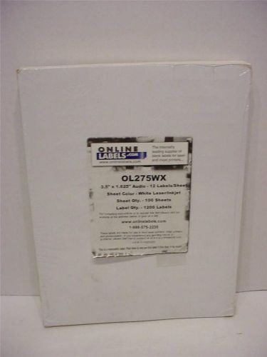 UNLINE OL275WX 3.5&#034; X 1.625 AUDIO CASSETTE LABELS 1200 MATTE WHITE