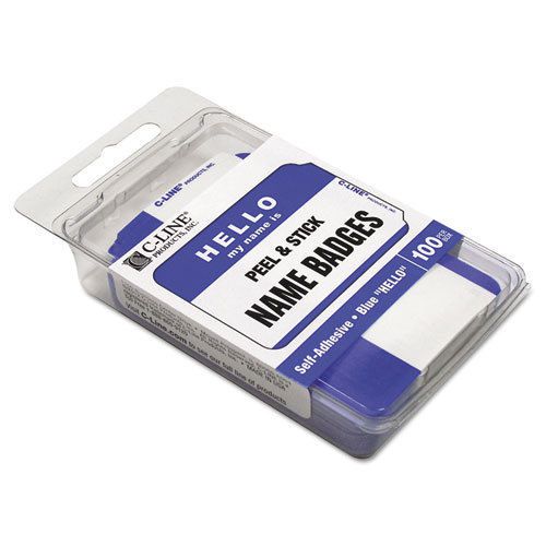 Self-Adhesive Name Badges, 3-1/2 x 2-1/4, Blue, 100/Box