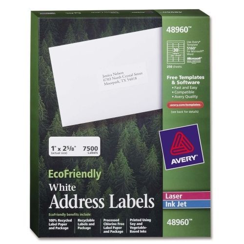 Avery mailing label -2.63&#034;wx1&#034;l - 7500/box - rectangle - laser, inkjet for sale