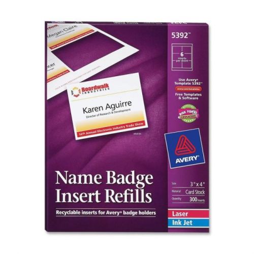 AVERY DENNISON 5392 50-SHEET 3X4 NAME BADGE INSERT