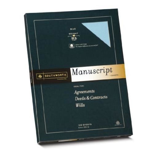 Southworth ManuscCover, Scord at 3/4x9x12.5 In, 30 lb, Blue,100pr bx(41SM)