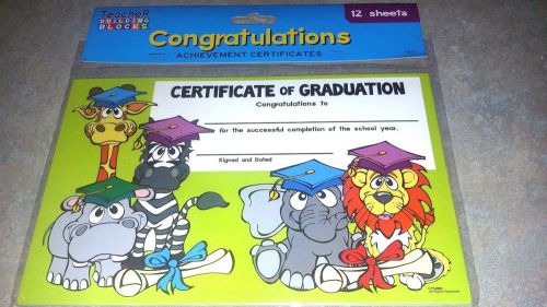 Congratulations achievement certificates of graduation 12 sheets zoo animals for sale