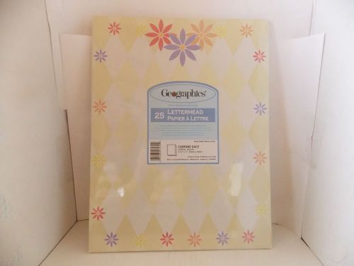 Geographics 25 sheets Letterhead Diamond Daisy acid free NIB 8 1/2 x 11 paper