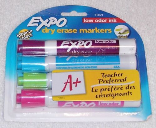 Four (4) expo dry erase markers - spring colors - chisel tips for sale