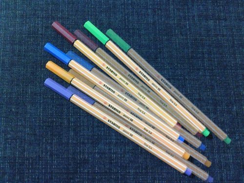 15 Stabilo point 88 fineliner 0.4 mm PENS ... 3 sets of 5 colors (in bulk)