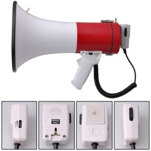 9&#039; 50 Watt Bullhorn Megaphone Loud Speaker Siren with USB Brand New