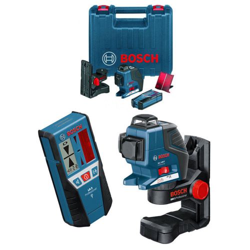 BOSCH Line Laser GLL 3-80 P Professional + LR 2 Receiver LR2 + BM 1 Wall Mount