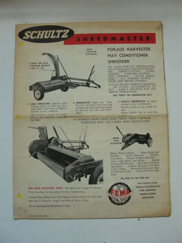 SCHULTZ SHREDMASTER,FORAGE HARVESTER HAY CONDITIONER SHREDDER DEALER BROCHURE