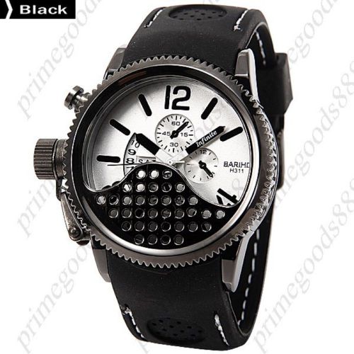 Round Rotating Analog Quartz Wrist Men&#039;s Free Shipping Date Day Display Black