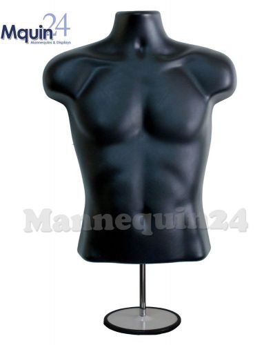 Black MALE TORSO MANNEQUIN FORM w/ STAND +Hanging Hook for Man&#039;s Pants Display