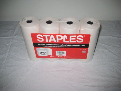 Staples 2 1/4 Inch Calculator/Cash Register/Adding Machine Rolls12 pack