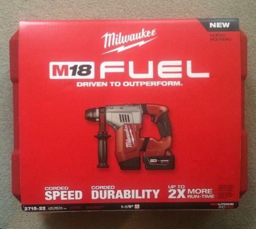 Milwaukee M18 FUEL 18V Li-Ion 1-1/8&#034; SDS Plus Rotary Hammer Kit 2715-22 NEW